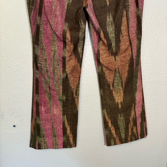 Angelo Mozzillo Women’s Pink Brown Abstract Printed Bootcut Boho Trousers - Picture 9 of 11